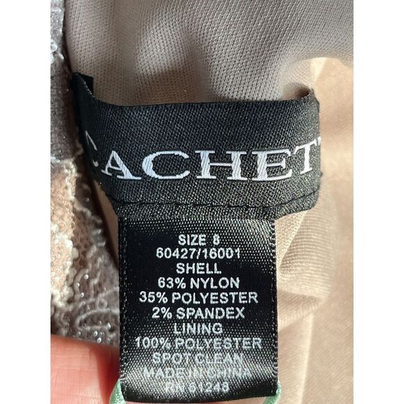 CACHET SEQUINED LACE SHEATH DRESS - Silver/gold Rhinestones Sz 8 Sparkle Shimmer - Picture 5 of 10